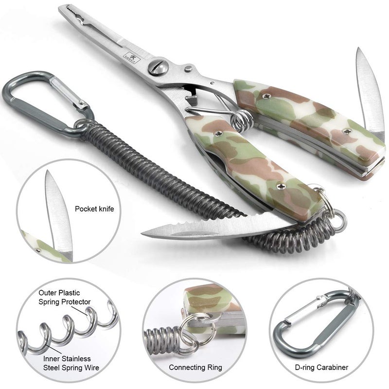 sawkit Fishing Pliers/Portable Fish Hook Remover/Stainless Steel Line Cutter Curved Nose Remove Hook Fishing Tackle Tool with Nylon Sheath Fishing Plyers Fishing Gear Set - Image 1